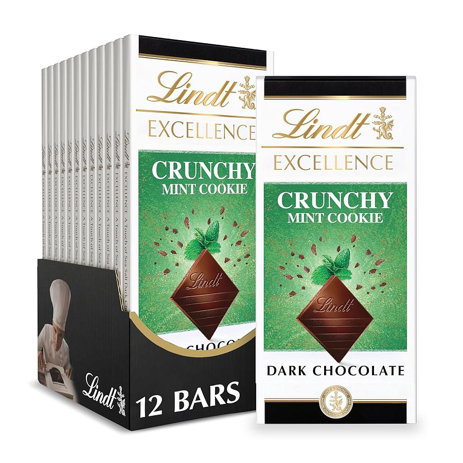 Lindt EXCELLENCE Crunchy Mint Cookie Dark Chocolate 3.5oz 12ct