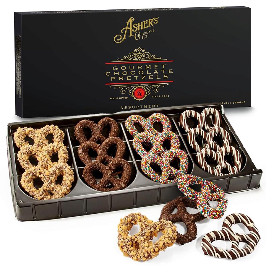 Asher's Chocolate Covered Pretzels Gift Box Assorted  12.5 oz