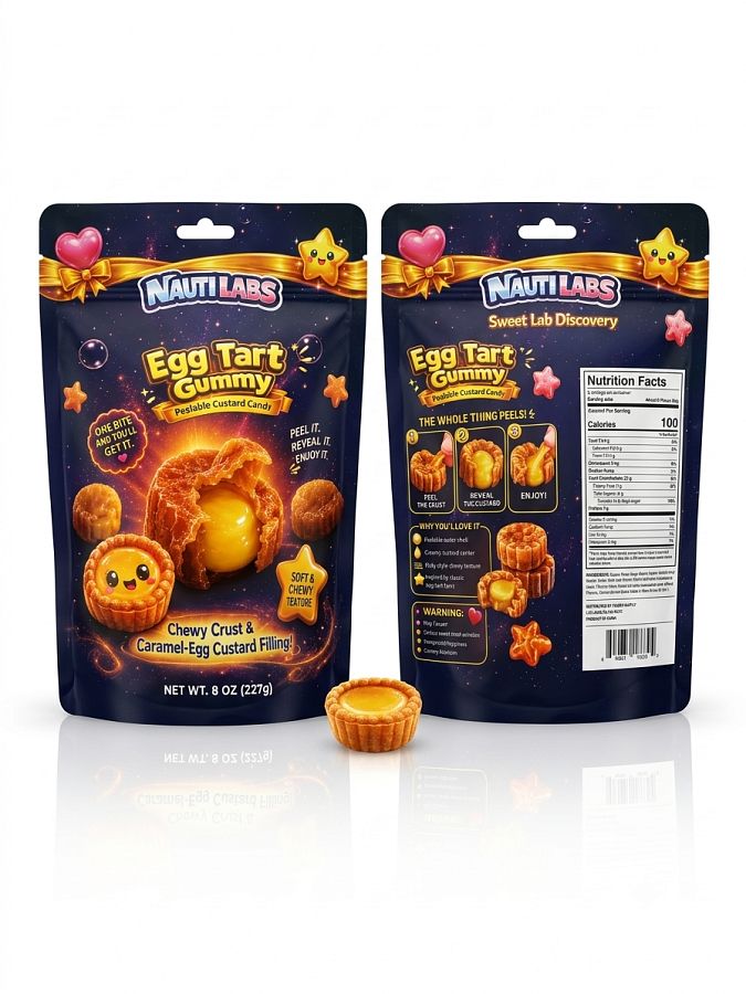 Nauti Labs Egg Tart Caramel Custard Gummy Candy 8oz 6 pack