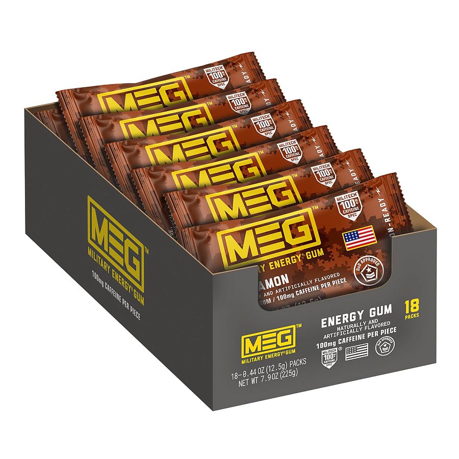 Military Energy Gum MEG Pouch Cinnamon 12 ct Tray
