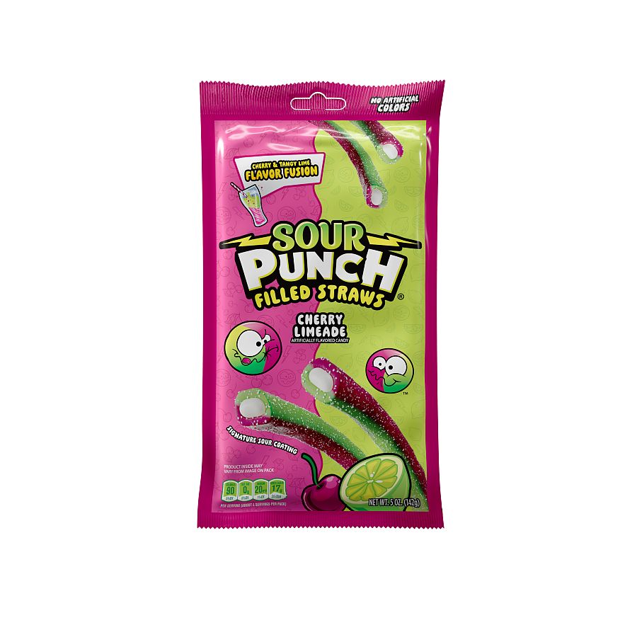 Sour Punch Filled Straw 5 Oz Cherry Limeade Single Bag