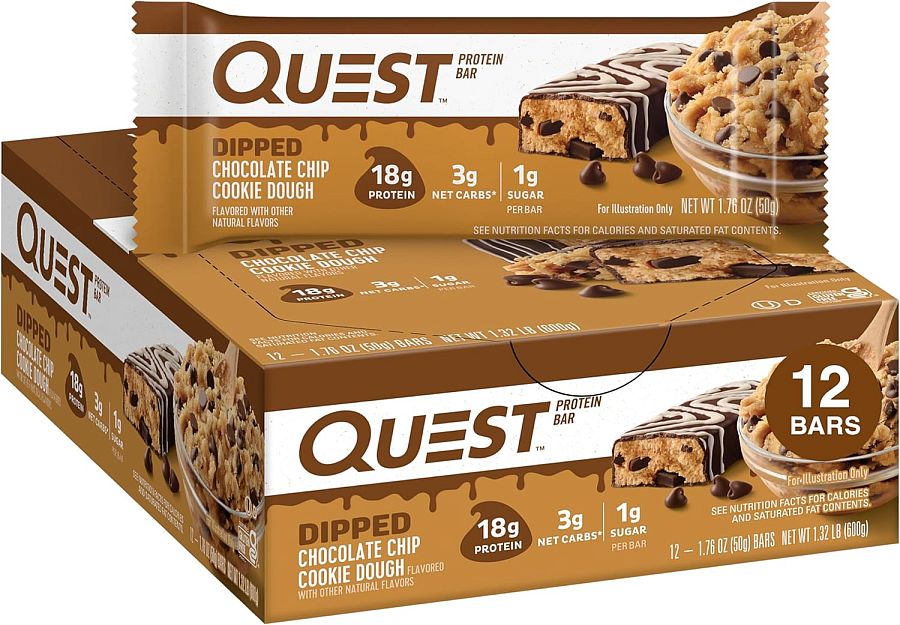 Quest Protein Bar Dipped Chocolate Chip Cookie Dough  12 ct