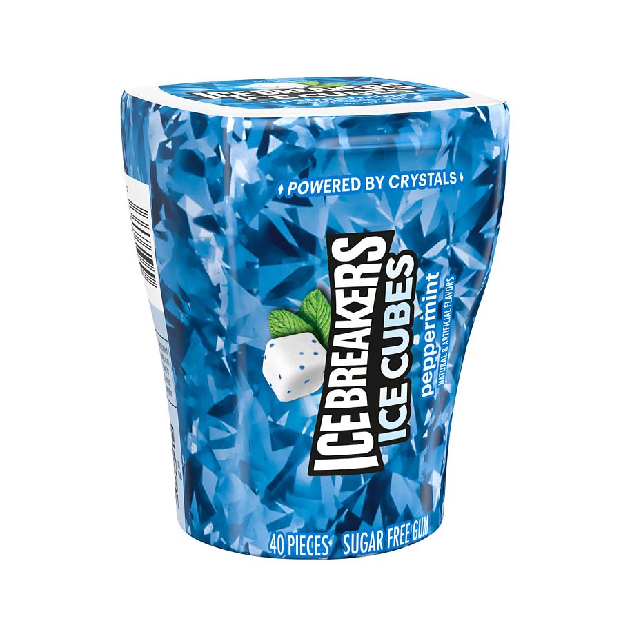 Ice Breakers Ice Cubes Gum Peppermint 40piece Bottle 6ct