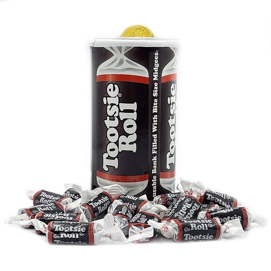 Tootsie Roll Bank Filled with Midgees 5.7 oz 7" Pack of 3