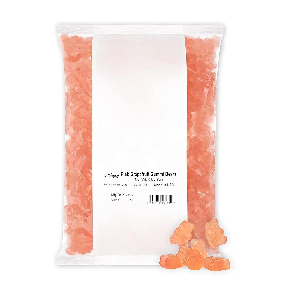 Albanese Pink Grapefruit Gummi Bears 5 Pound Bag Bulk