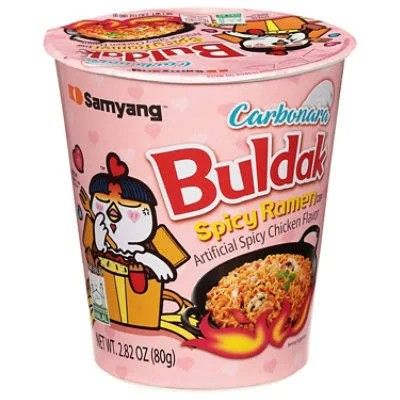 Samyang Buldak Spicy Ramen Carbonara soup Cup 2.82oz 6 Pack