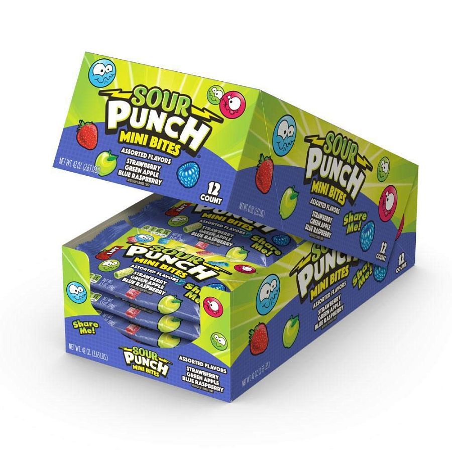 Sour Punch Asst Bites Share Me Size Pouch 3.5 oz 12ct Tray