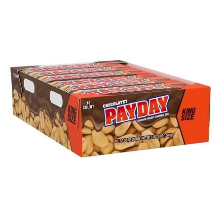 Payday Chocolatey Peanut Caramel King Size Candy 18 Count 3.1 Ounce