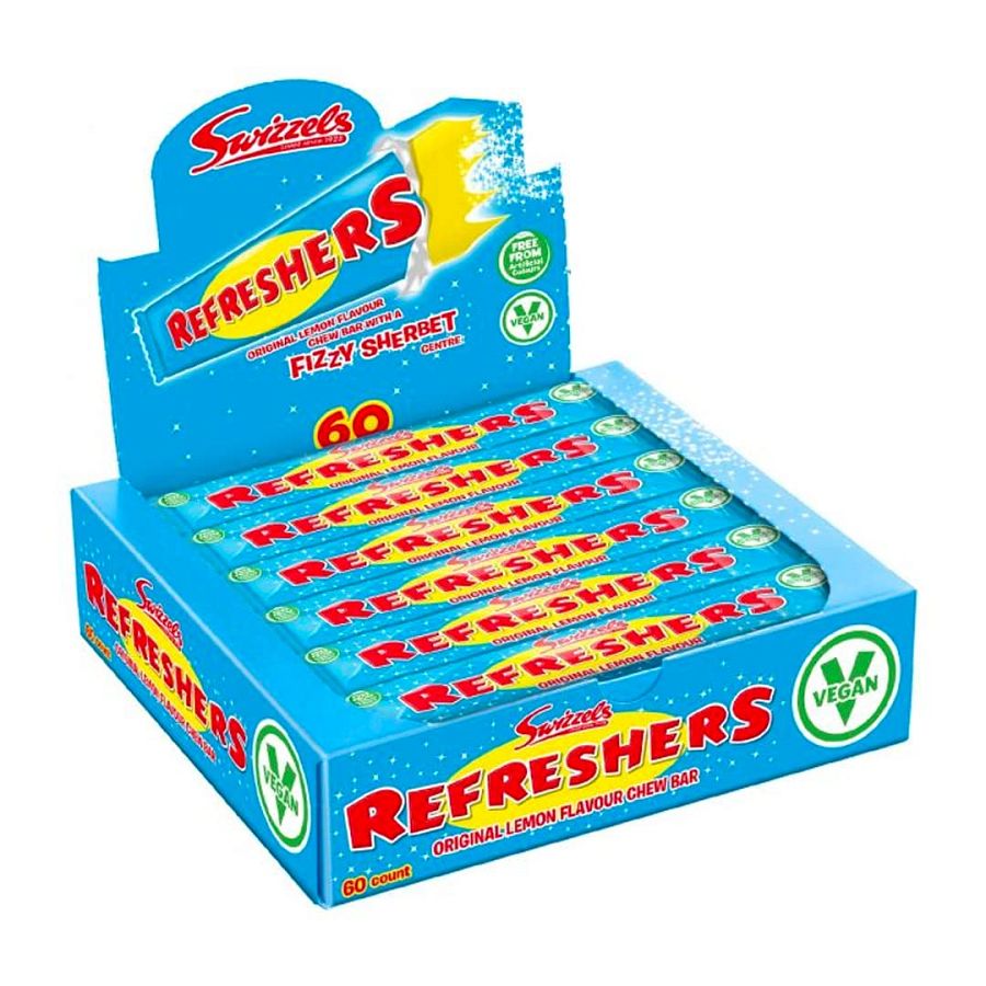 Swizzels UK Import Refresher Lemon Chewy Bar 18g 60ct Tray