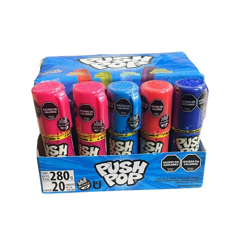 Push Pop Argentina Import Push lollipop 4 Flavor 20 ct tray