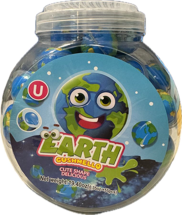 Gushmello Liquid Filled Planet Earth Candy Jar 55 ct