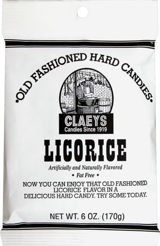 Claeys Old Fashioned Hard Candy Licorice 6 oz Peg Bag 6 Pack