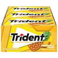 Trident Pineapple Twist Sugar Free Gum 12 Count 14 Pieces Each Tray