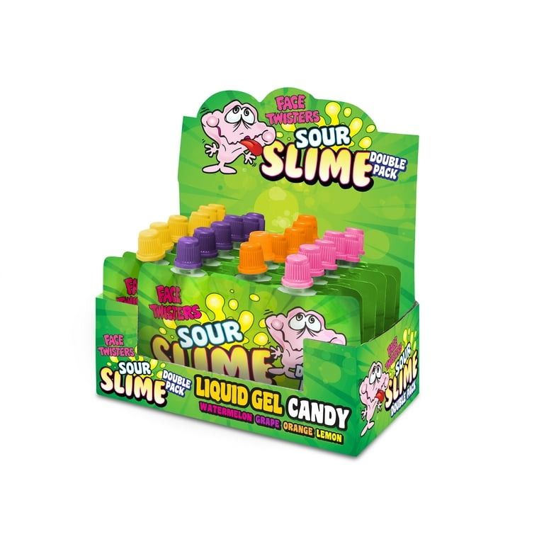 Face Twister Sour Slime Liquid Gel Candy Double Pack 2.0 18 ct