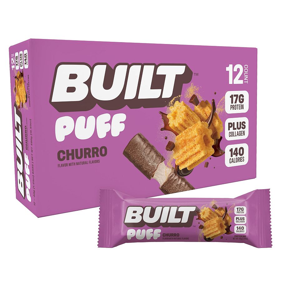 BUILT Puff Protein Bar Churro Cinnamon 1.41 oz 12 ct