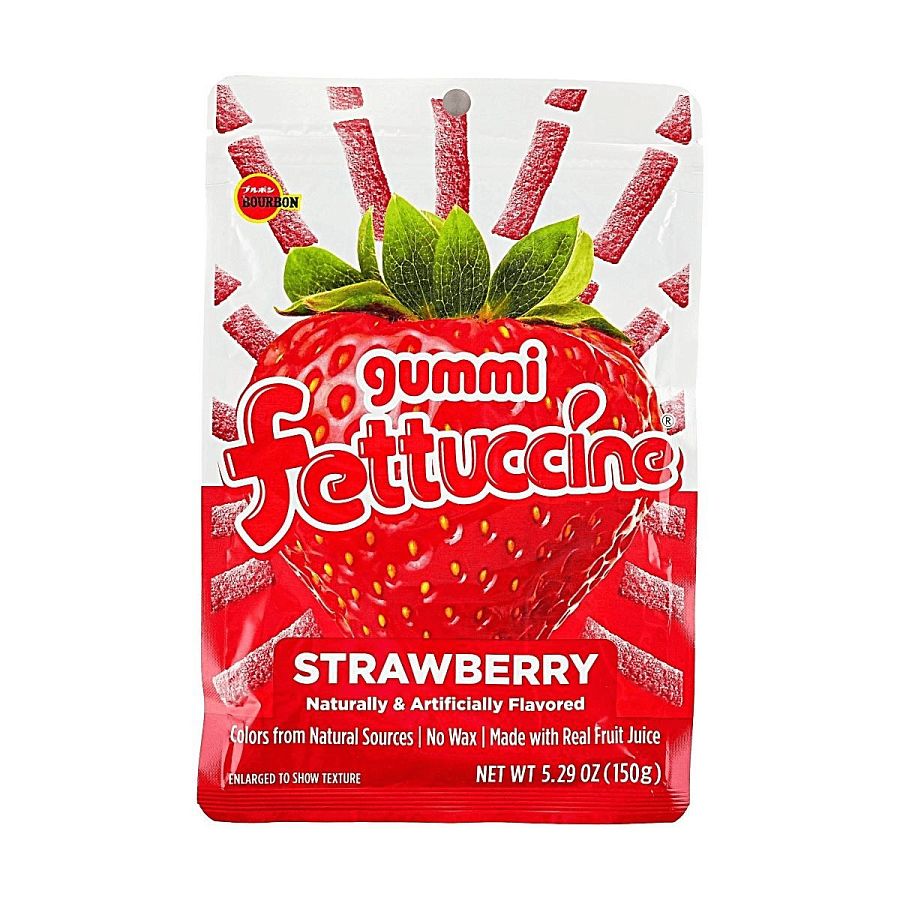 Bourbon Japan Fettuccine Strawberry Gummy Candy Huge 5.29 oz 6ct Tray