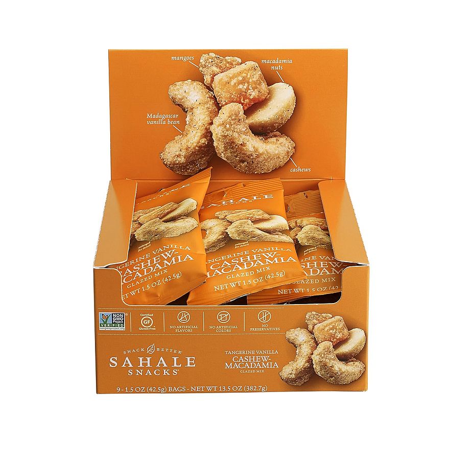 Sahale Tangerine Vanilla Cashew Macadamia Glazed Mix 1.5 0z 9 ct Tray