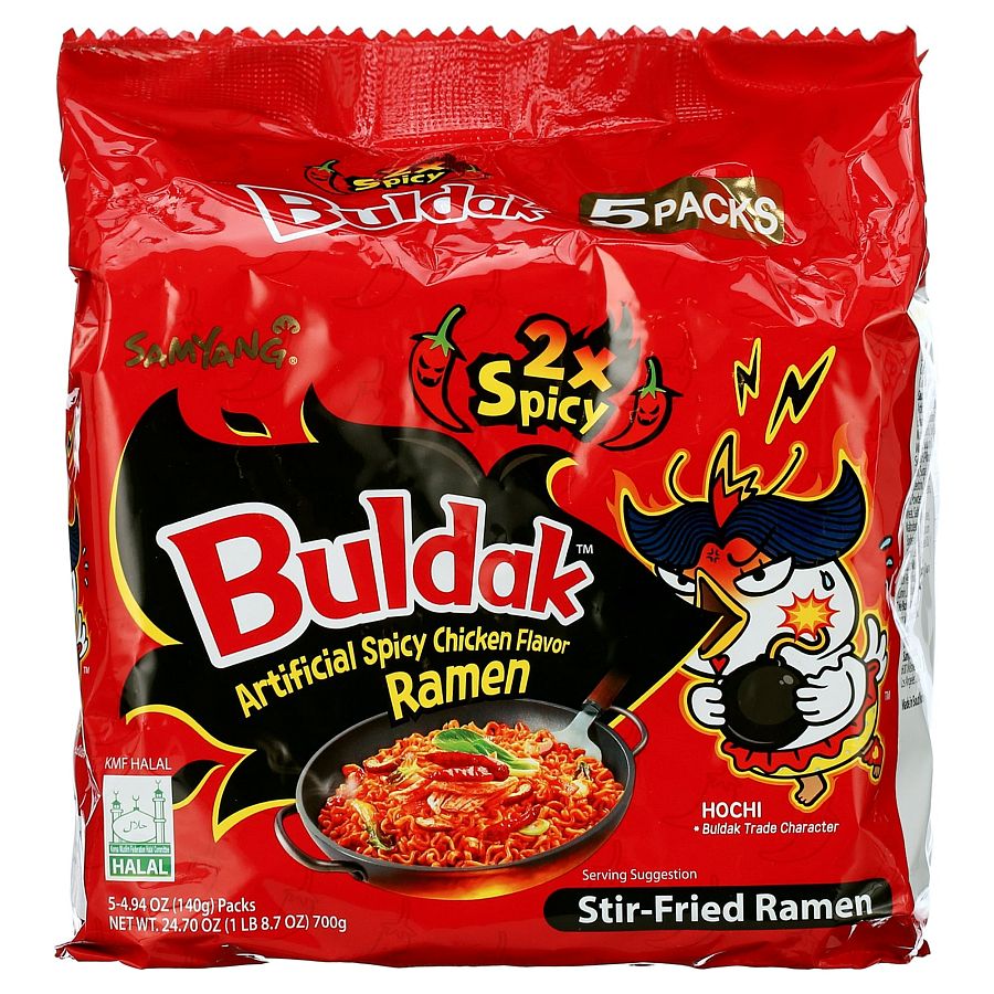 Samyang Buldak 2X Spicy Hot Chicken Ramen Soup 4.94 oz 5 Pack