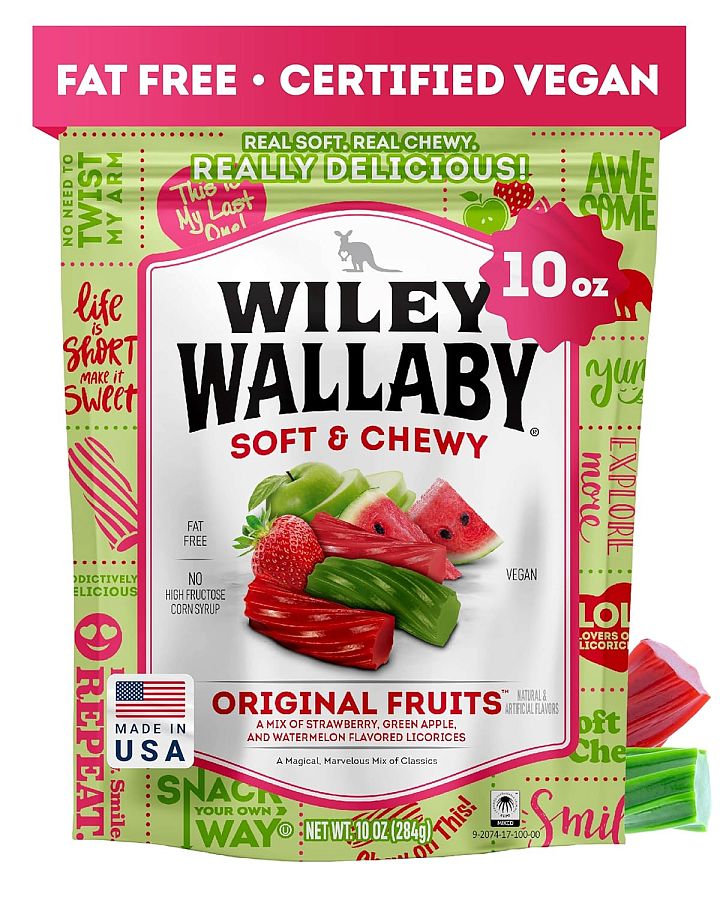 Wiley Wallaby Australian Mixed Fruit Licorice Soft Chewy 10 oz
