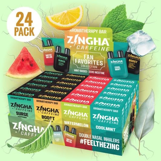 Zingha Caffeine Dual Nasal Inhaler Aromatherapy FAN FAVORITES 24ct