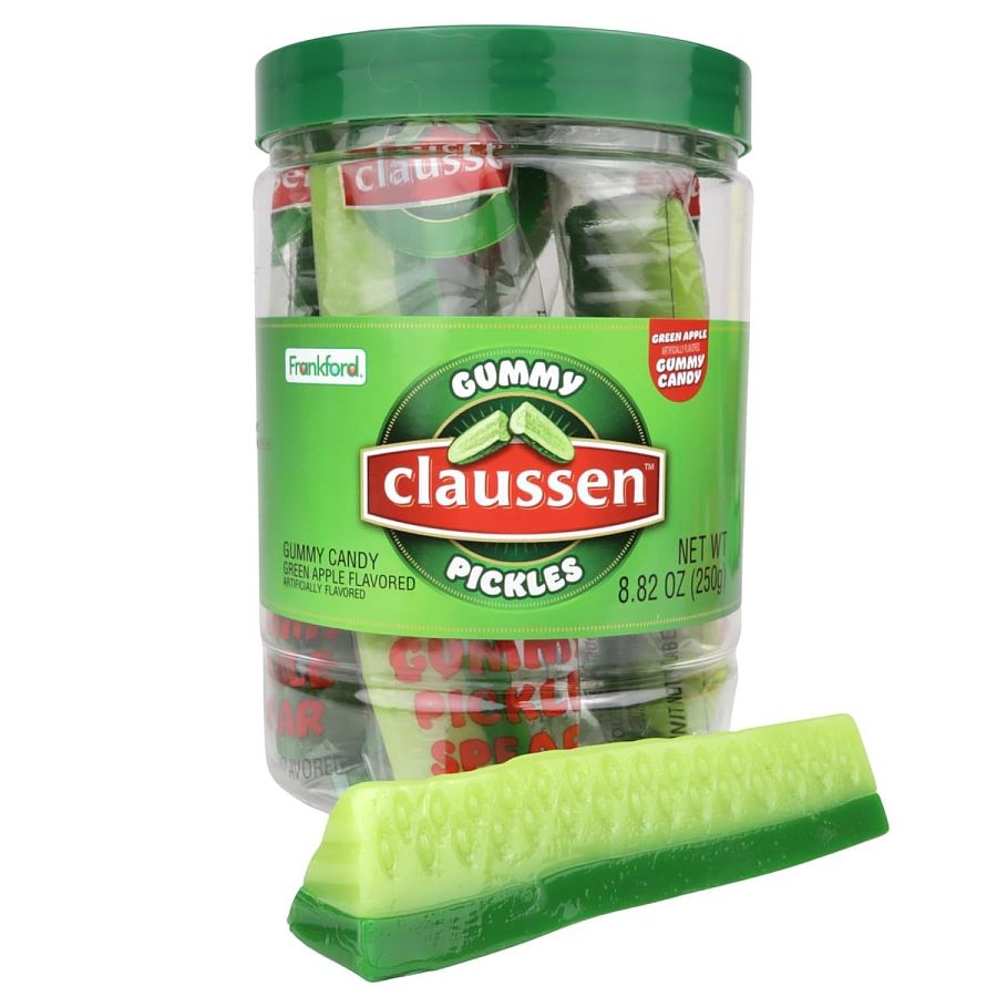 Frankford Claussen Gummy Pickle Spear Green Apple 4 per 7.1 oz Tub