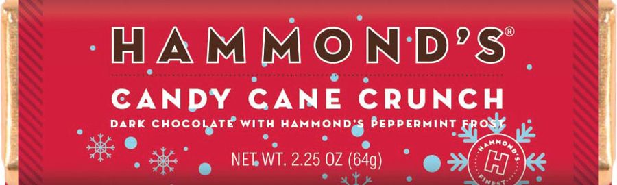 Hammond's Candy Cane Crunch Chocolate Bar 2.25 oz 12 ct