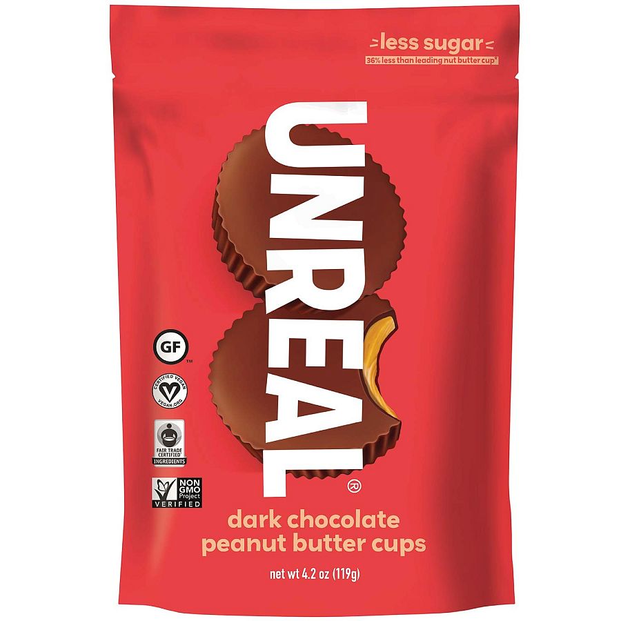 Unreal Dark Chocolate Peanut Butter Cups Bag 3oz 6 Pack