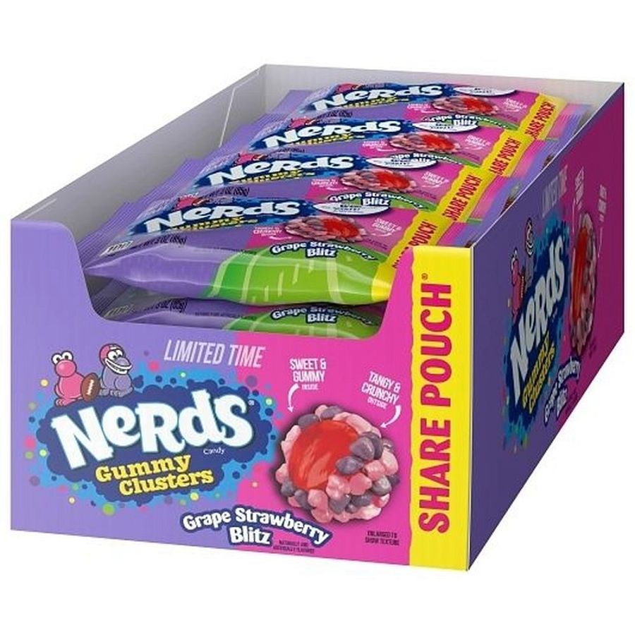 Nerds Gummy Clusters Grape Strawberry Blitz Limited Ed 3oz 12 cxt