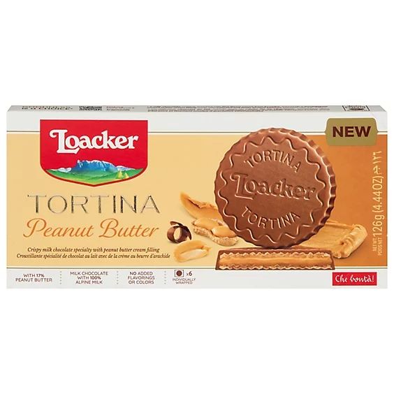 Loacker Peanut Butter TORTINA Chocolate Wafer Cookie 4.44 oz 12 ct