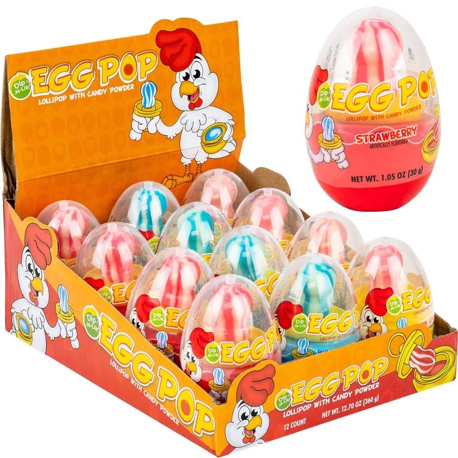 Koko Egg Pop Dip-n-Lik Lollipop Candy Powder 12 ct
