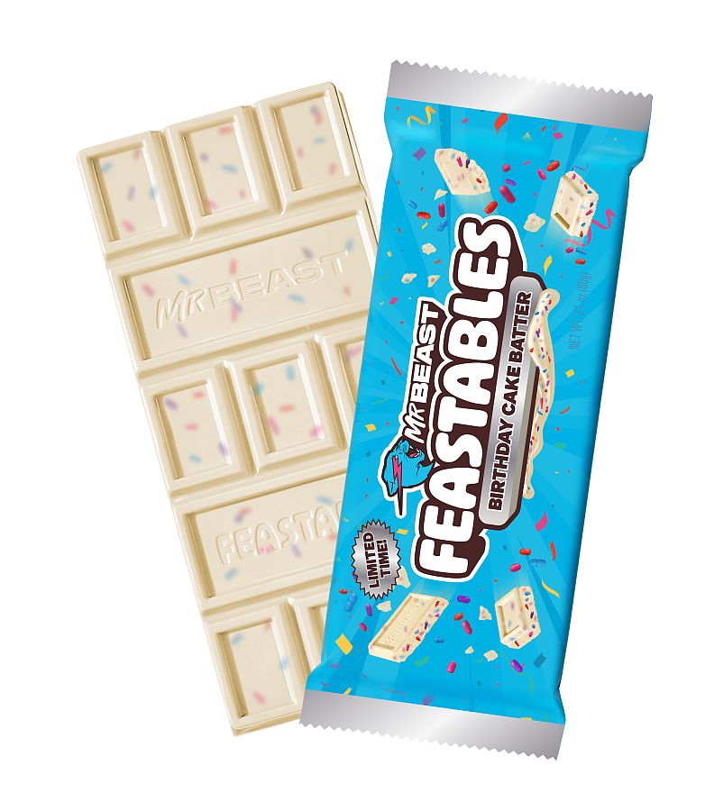 Feastables Mr Beast BIRTHDAY CAKE Bars King Size  2.1 oz 10ct