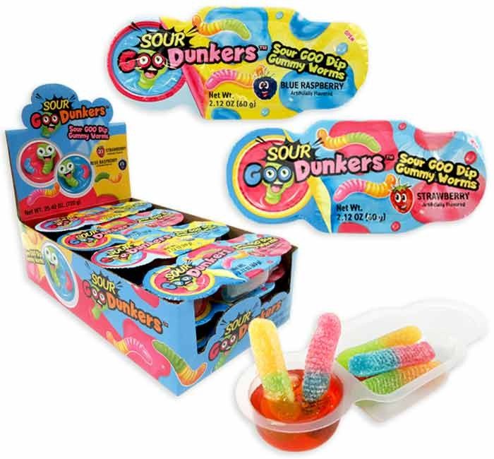 Sour Goo Dunkers Sour Worms Dipper Candy 2.1 oz 12 ct