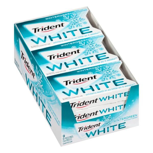 Trident White Gum Wintergreen Sugar Free 9 Count 16 Pieces Each