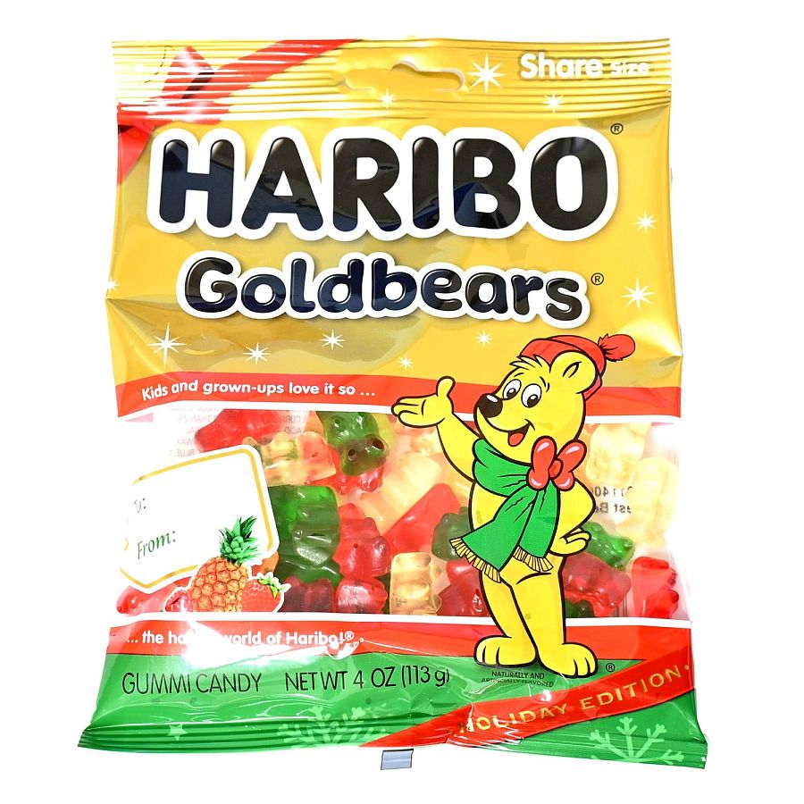 Haribo Christmas Holiday Edition Goldbear Gummy 4oz 12 Pack