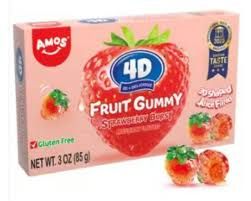 4D Fruit Gummy Strawberry Burst 3 Oz 12 Ct Theater Box