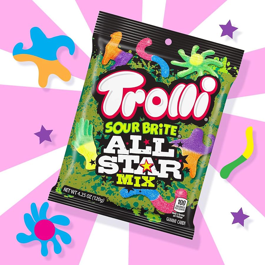 Trolli Sour Brite All Star Mix Variety 4.25 oz Peg Bag