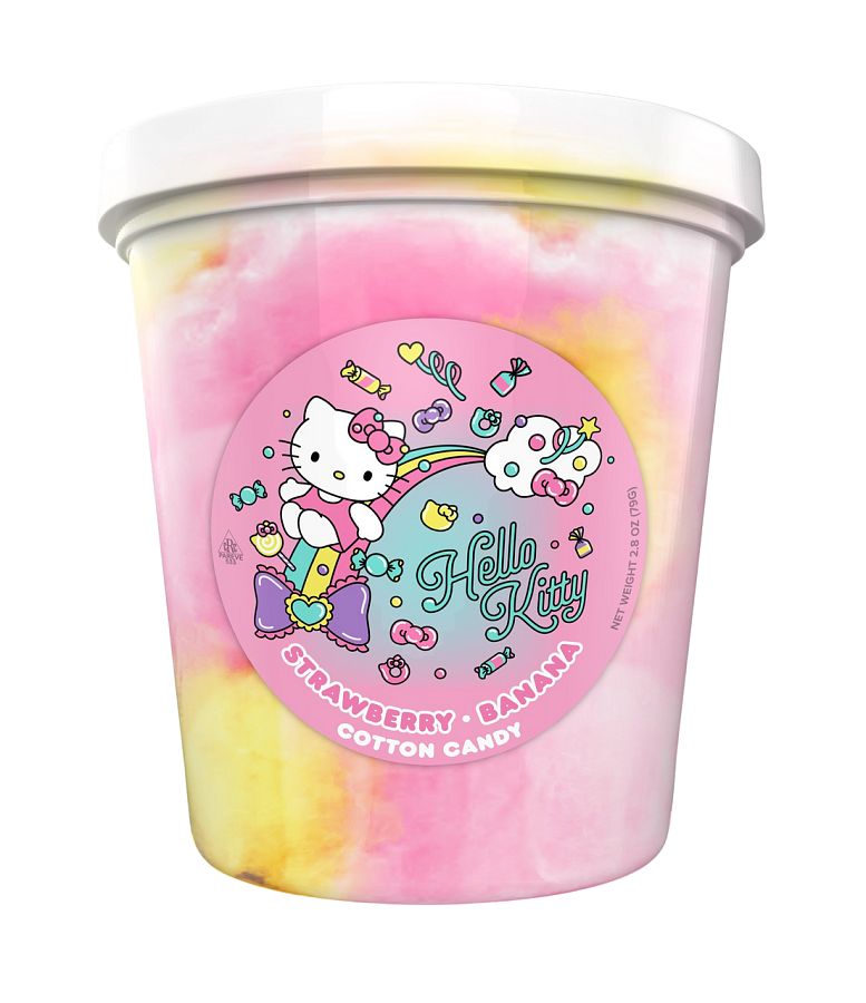 Hello Kitty Strawberry Banana Cotton Candy Tub 2.8 oz 3 ct