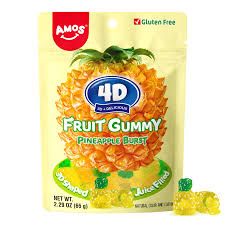 4D Amos Fruit Gummy Pineapple Burst 12 Ct 6 Oz Standing Bag