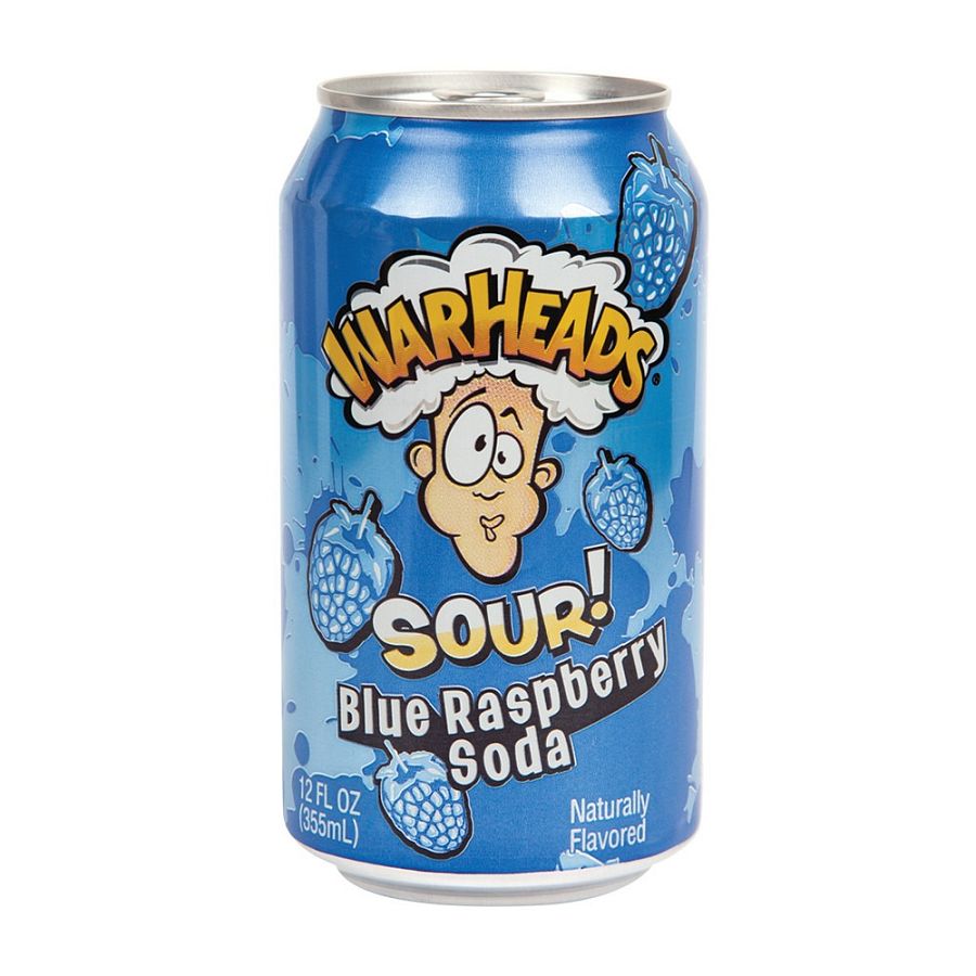 Warheads Sour Blue Raspberry Carbonated Soda Can 12 oz 3 ct