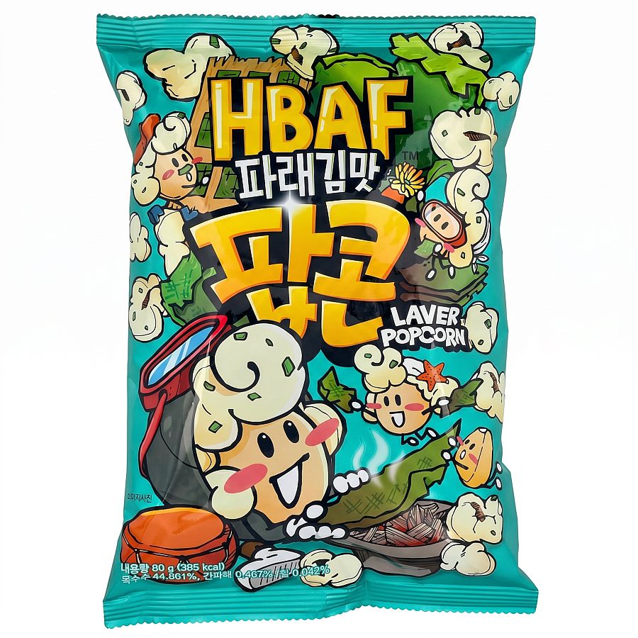 HBAF Korea Import Laver Seaweed Popcorn 2.82 oz 12 ct