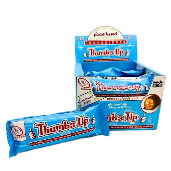 Thumbs Up  Chocolatey Crunchy Peanut BUttery Candy Bar Vegan 1.5 oz 12ct