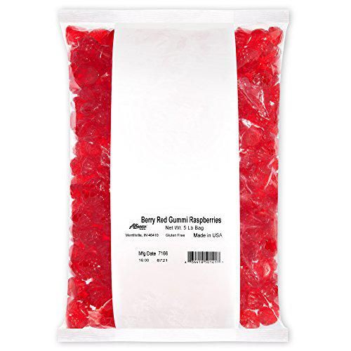 Albanese Berry Red Gummi Raspberries 5 Pound Bag Bulk