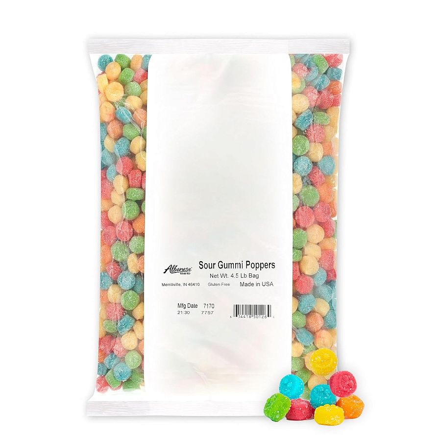 Albanese Sour Gummi Poppers Bulk Candy 4.5 Pound Bag