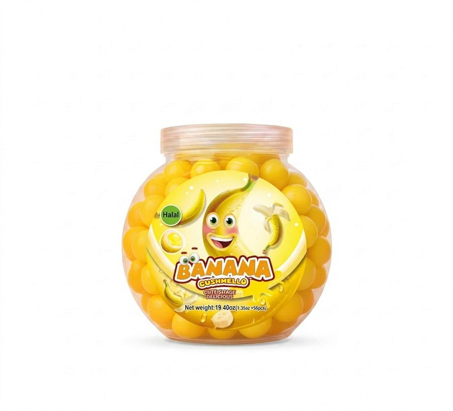 Gushmello Liquid Filled Gummy Banana Candy Jar 55 ct