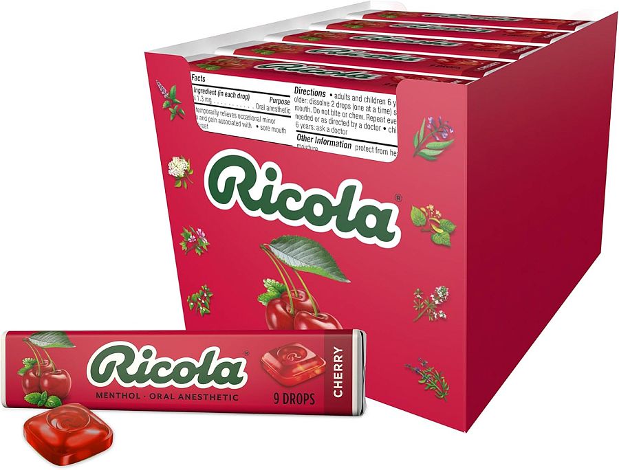 Ricola Cough Throat Drops Cherry 20 ct Tray