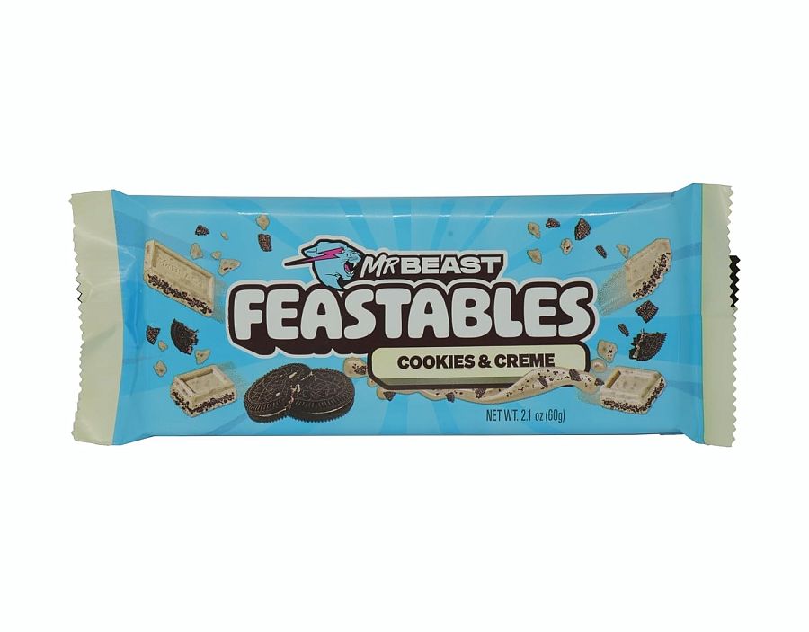 Feastables Mr Beast  Cookies Creme Chocolate Bar 2.1oz 24ct