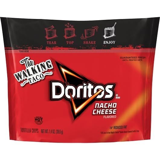 Lays Doritos Walking Taco Nacho Reduced Fat Tortilla Chips 1.4 oz 22 ct