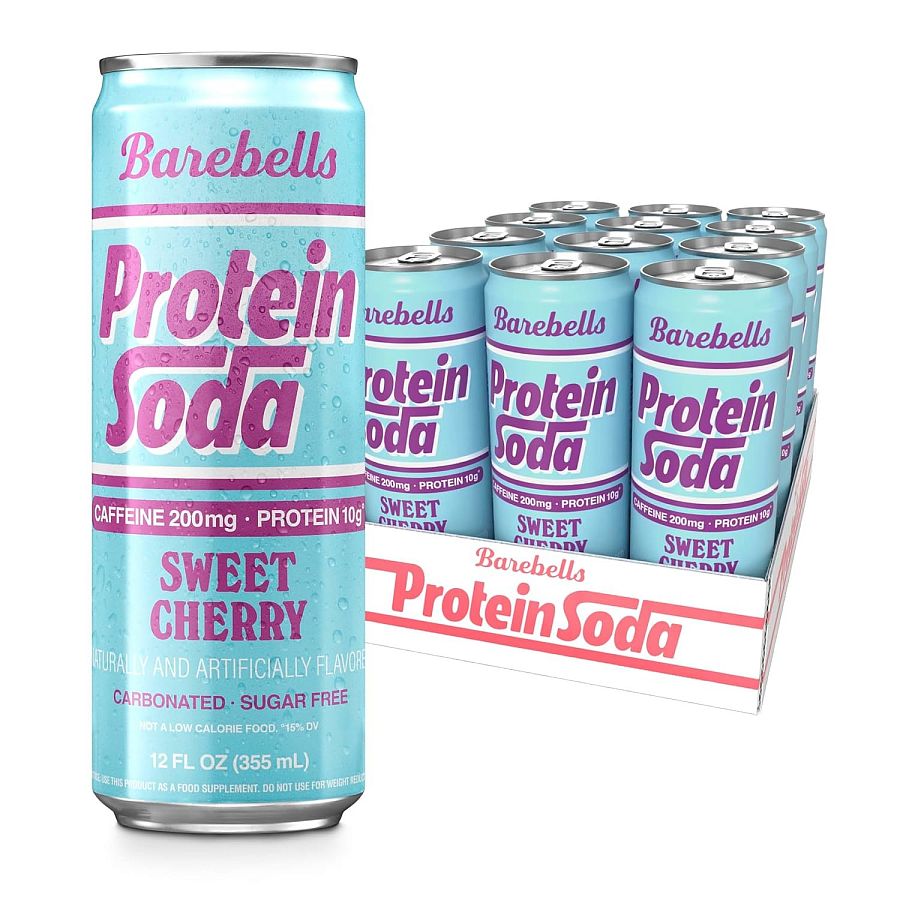 Barebells Protein Caffeine Energy Soda Sweet Cherry 12oz 12ct